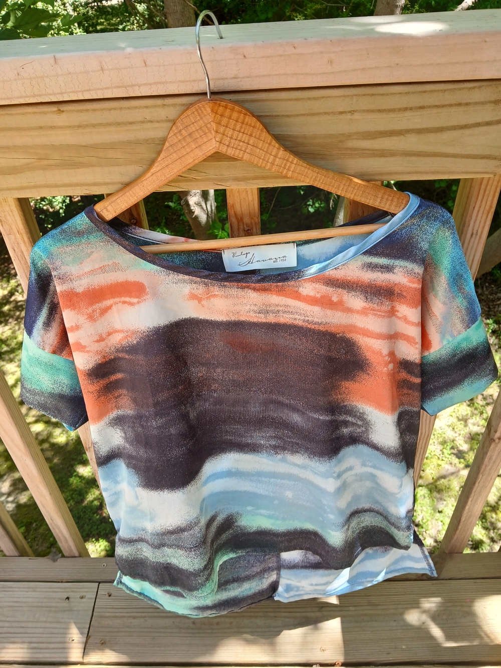 Vintage Havana Multicolor Watercolor Short Sleeve Top